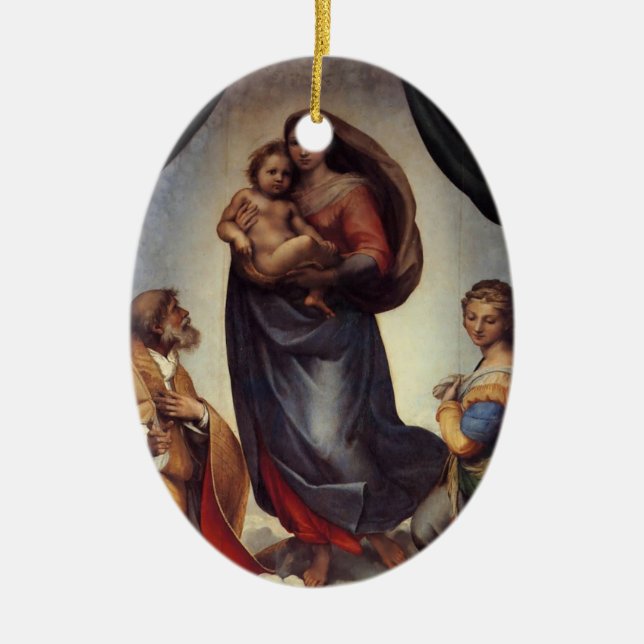 Madonna Fine Art by Raphael Ceramic Ornament (Front)