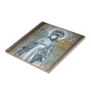 Madonna Graffiti Street Art Vintage Our Lady Ceramic Tile