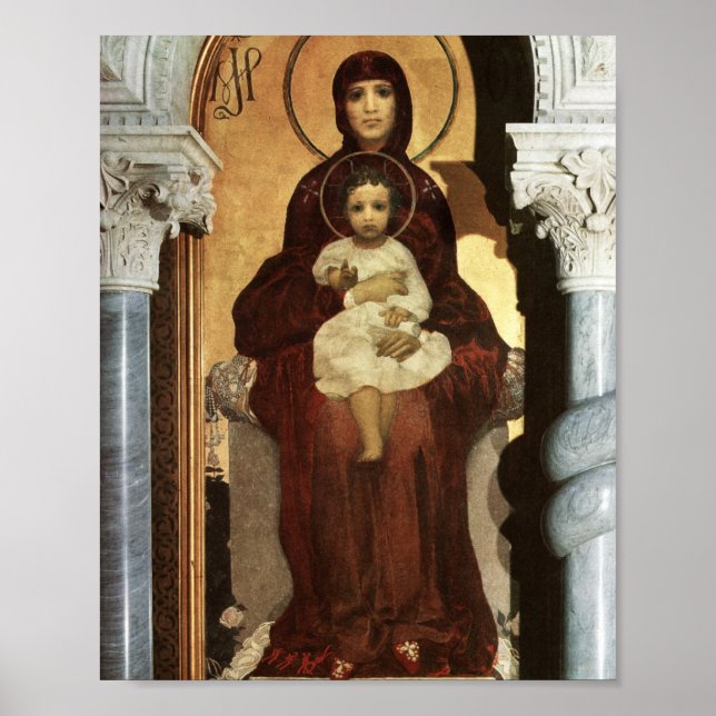 Madonna Holding Baby Jesus on the Throne Poster (Front)