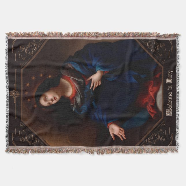 Madonna in Glory by Carlo Dolci Throw Blanket (Front)
