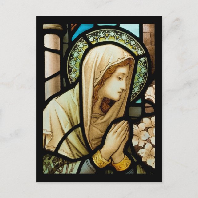 Madonna in Prayer Stained Glass Postcard (Front)