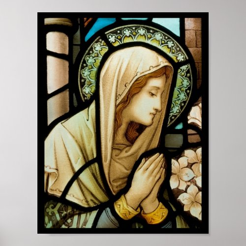 Madonna in Prayer Stained Glass Poster