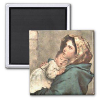 Madonna In Scarf Holds Baby Jesus Magnet by dmorganajonz at Zazzle