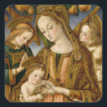 Madonna Jesus Christ Angels Elegant Christmas Square Sticker<br><div class="desc">Madonna with Child and Angels by Vittore Crivelli Gold Elegant Copper Look Christmas Stickers</div>