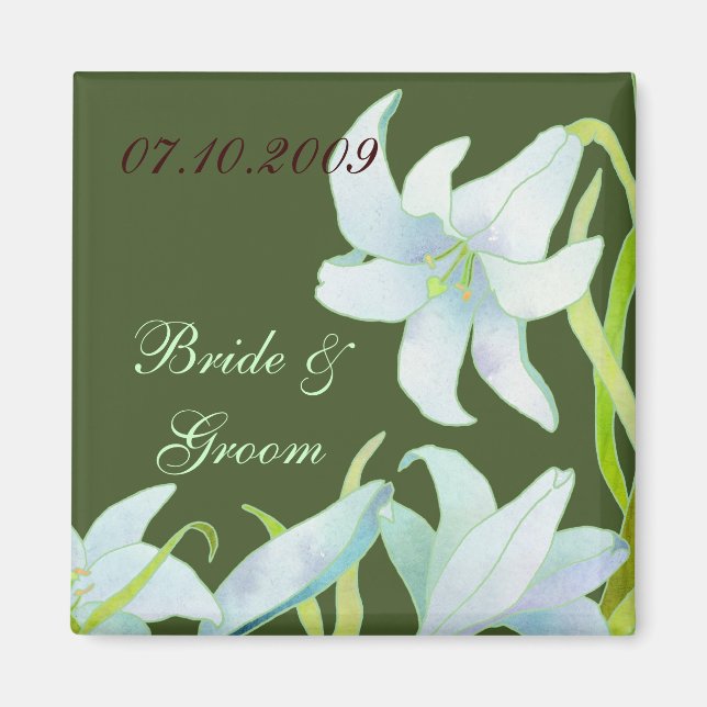 Madonna Lily Wedding Save the Date Magnet (Front)
