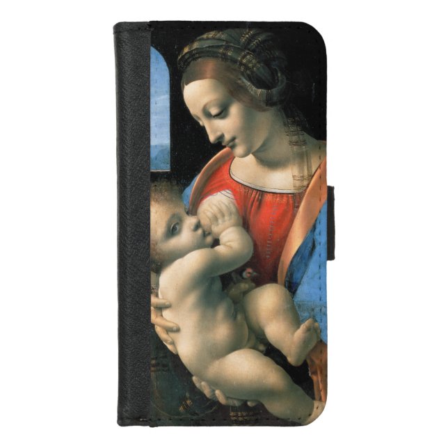 Madonna Litta, Leonardo da Vinci, 1490-1491 iPhone Wallet Case (Front)