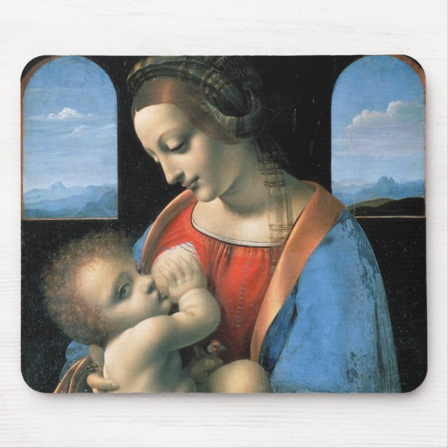 Madonna Litta, Leonardo da Vinci, 1490-1491 Mouse Pad (Front)