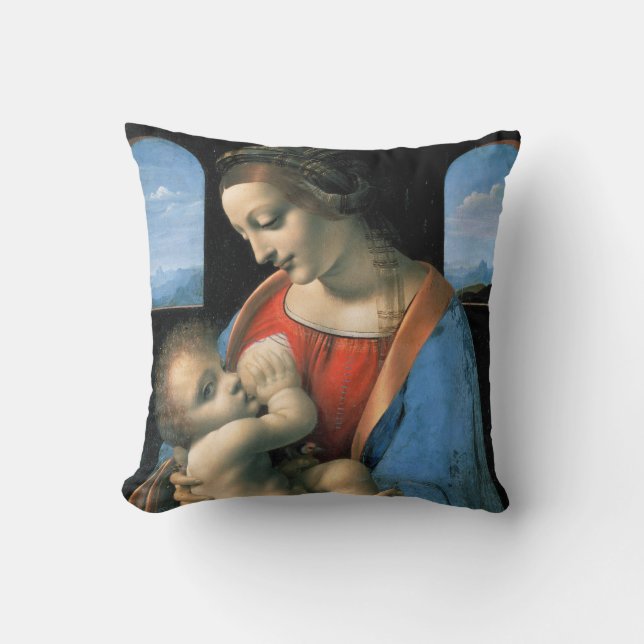 Madonna Litta, Leonardo da Vinci, 1490-1491 Throw Pillow (Front)