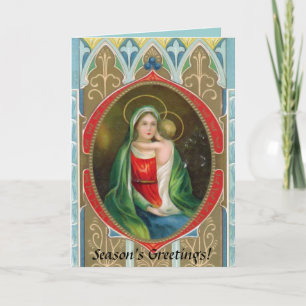 Madonna Mary and Child Vintage Religious Christmas Holiday Card