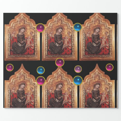 MADONNA OF HUMILITY Colorful Gemstones ChrÄstmas Wrapping Paper