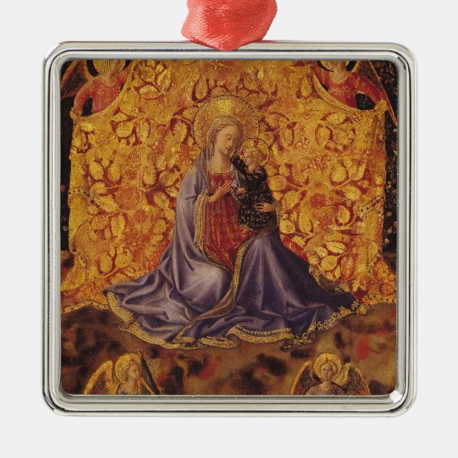 Madonna of Humility with Christ Child and Angels Metal Ornament (Front)