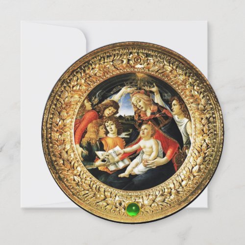 Madonna of Magnificat Christmas Party Green Gem Invitation