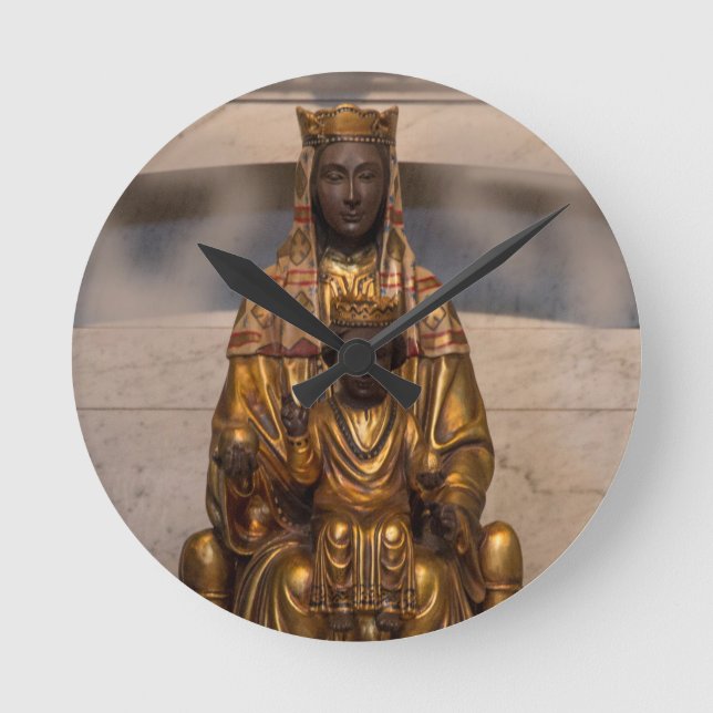 Madonna of Montserrat Black Madonna Spain Round Clock (Front)