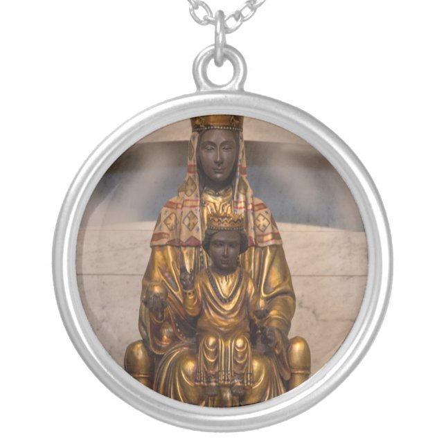 Madonna of Montserrat Black Madonna Spain Silver Plated Necklace (Front)