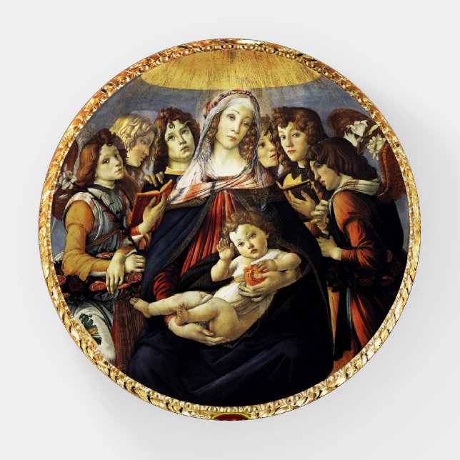 Madonna of Pomegranate Christmas Red Ruby Gem  Paperweight (Front)