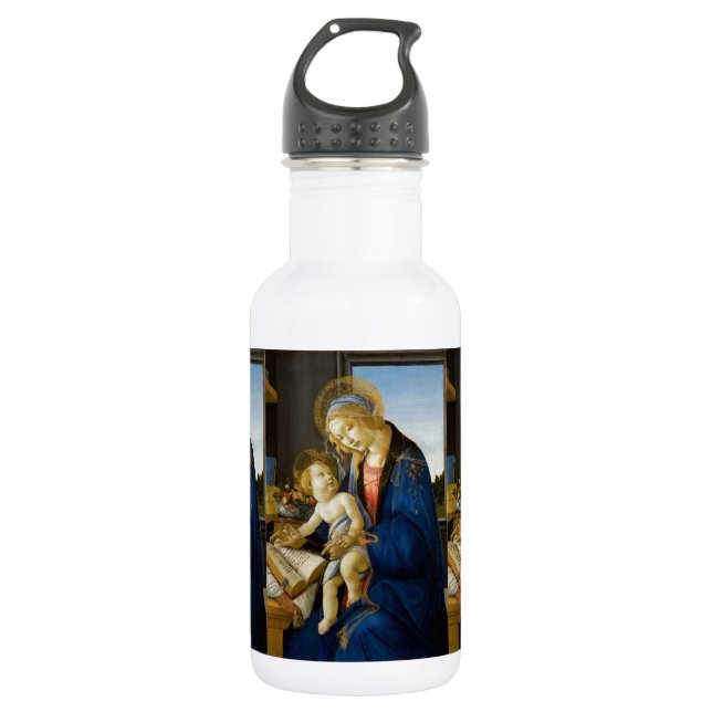 Madonna of the Book by Botticelli Stainless Steel Water Bottle (Front)