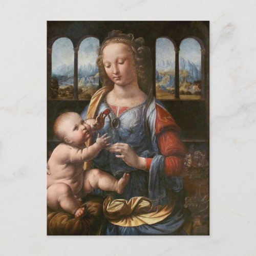 Madonna of the Carnation by Da Vinci Postcard