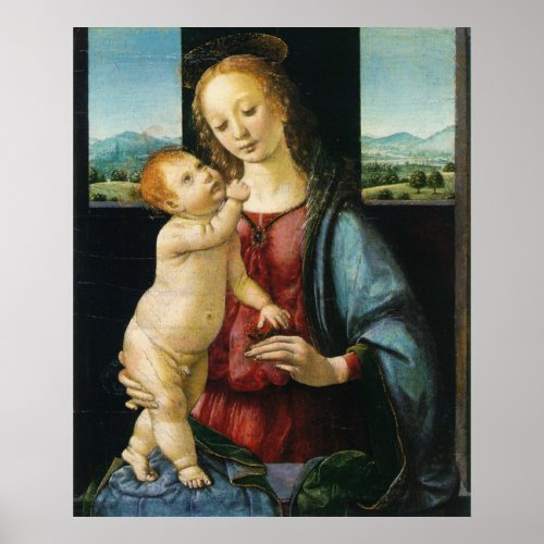 madonna of the carnation Leonardo da Vinci Poster