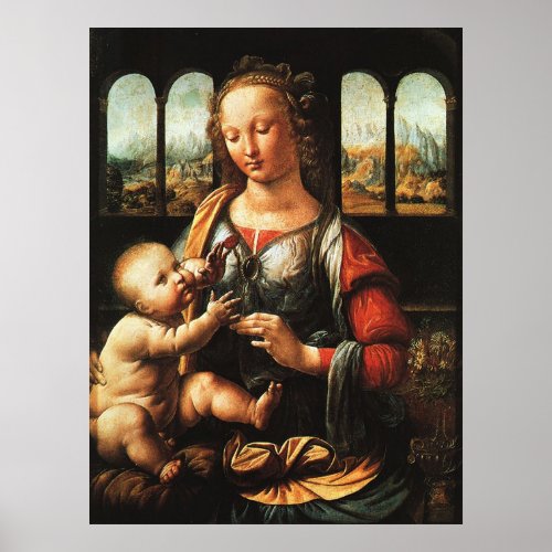 madonna of the carnation Leonardo da Vinci Poster