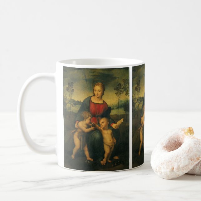 Madonna of the Goldfinch by Raphael Sanzio Coffee Mug (With Donut)