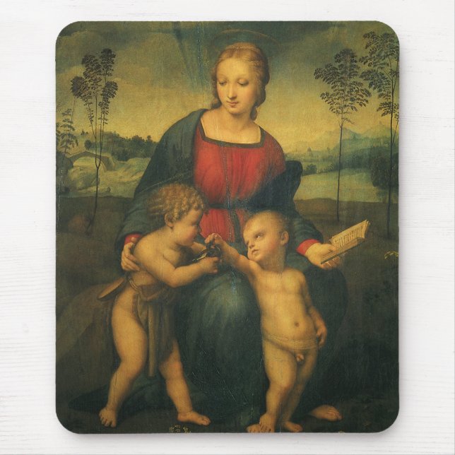 Madonna of the Goldfinch by Raphael Sanzio Mouse Pad (Front)