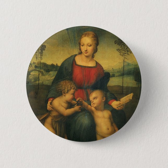 Madonna of the Goldfinch by Raphael Sanzio Pinback Button (Front)