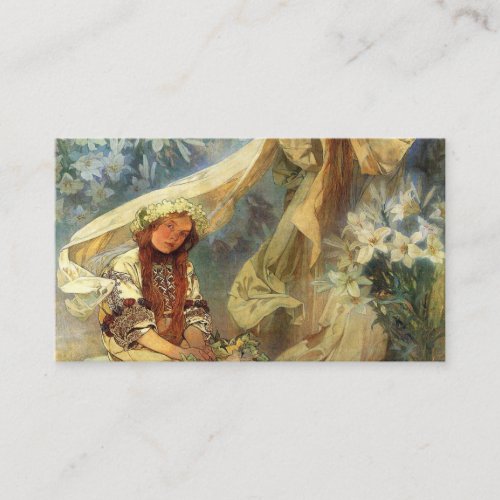 Madonna Of The Lilies 1905 _ Alphonse Mucha Business Card