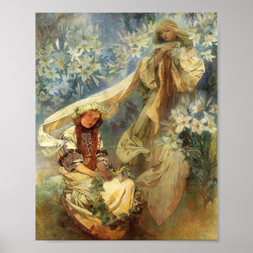 Madonna Of The Lilies 1905 _ Alphonse Mucha Poster