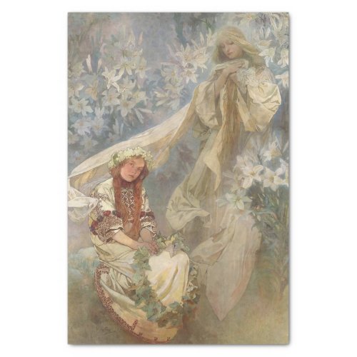 Madonna of the Lilies by Alphonse Mucha Tissue Paper