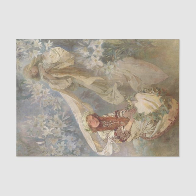 Madonna of the Lilies by Alphonse Mucha Tissue Paper (Front)