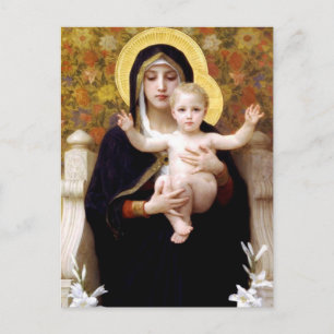 Madonna of the Lilies, William Bouguereau Postcard