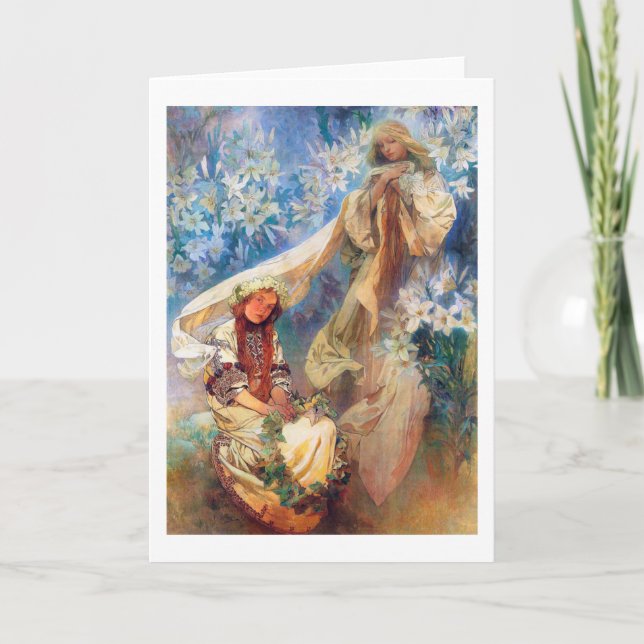 Madonna of the Lily, Mucha Card (Front)