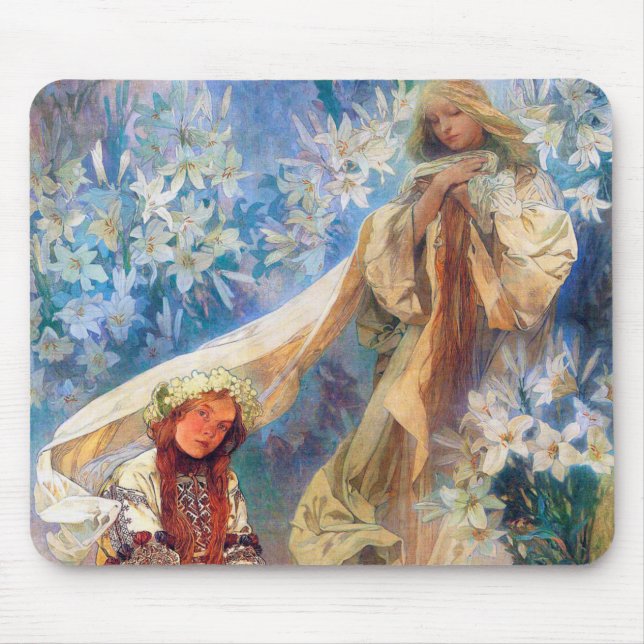 Madonna of the Lily, Mucha Mouse Pad (Front)