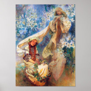 Madonna of the Lily, Mucha Poster