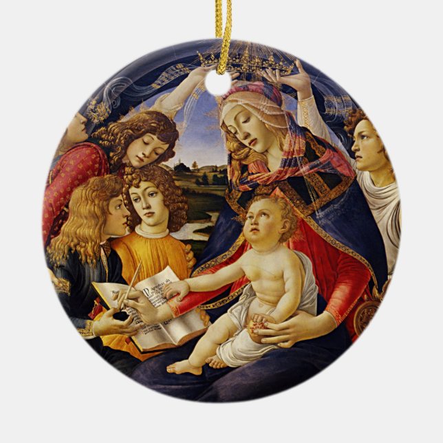 Madonna of the Magnificat by Botticelli Ceramic Ornament (Front)