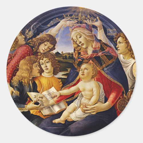 Madonna of the Magnificat by Sandro Botticelli Classic Round Sticker