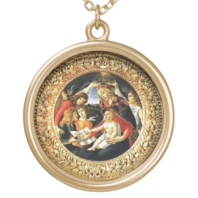 Madonna of the Magnificat Gold Plated Necklace (Front)
