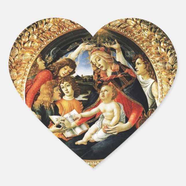 Madonna of the Magnificat Heart Heart Sticker (Front)