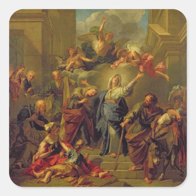 Madonna of the Magnificat Square Sticker (Front)
