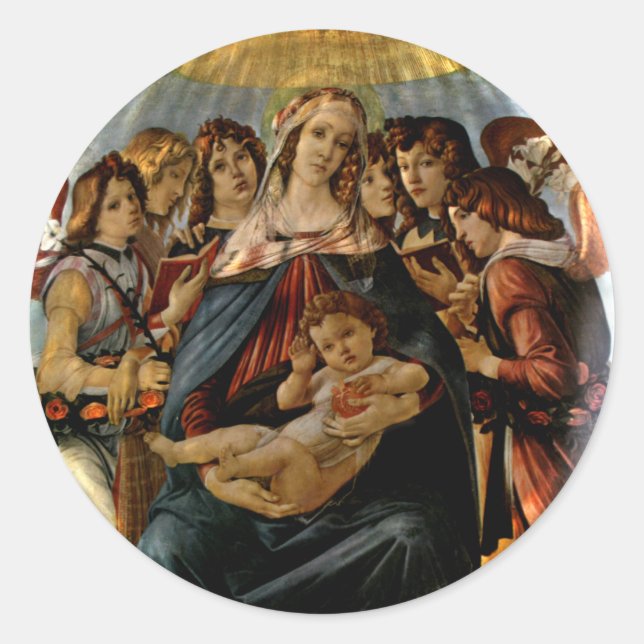 Madonna of the Pomegranate - Botticelli Classic Round Sticker (Front)