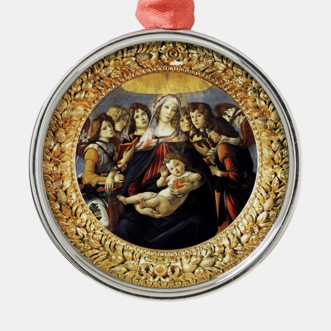 Madonna of the Pomegranate Metal Ornament (Front)
