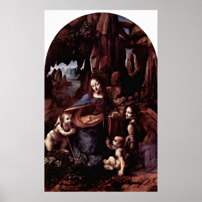 Madonna of the Rocks by Leonardo da Vinci Poster (Front)