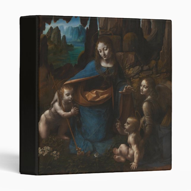 Madonna of the Rocks, Virgin Mary, Jesus, John 3 Ring Binder (Front/Spine)