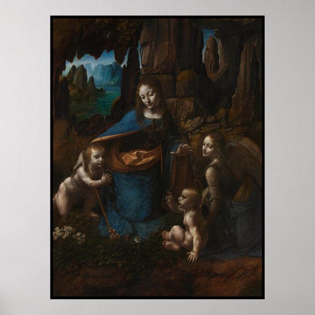 Madonna of the Rocks, Virgin Mary, Jesus, John Poster (Front)