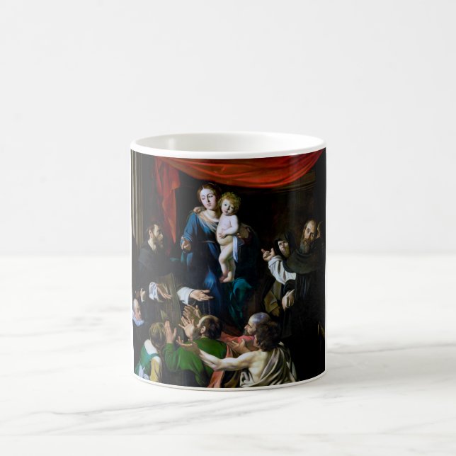 Madonna of the Rosary, Caravaggio Coffee Mug (Center)