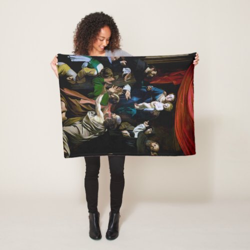 Madonna of the Rosary Caravaggio Fleece Blanket