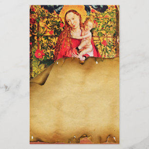 MADONNA OF THE ROSE BOWER ANTIQUE PARCHMENT STATIONERY