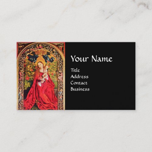 MADONNA OF THE ROSE BOWER Black Pearl Business Card