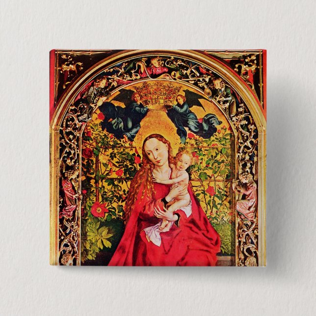 MADONNA OF THE ROSE BOWER BUTTON (Front)