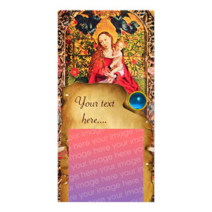 MADONNA OF THE ROSE BOWER PARCHMENT Blue Gem Card